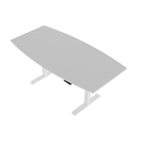 DRIVE 2 motor conference table | Boat shape, 1800 - 2000 mm (6 - 8 people), electrically height adjustable, pearl gray