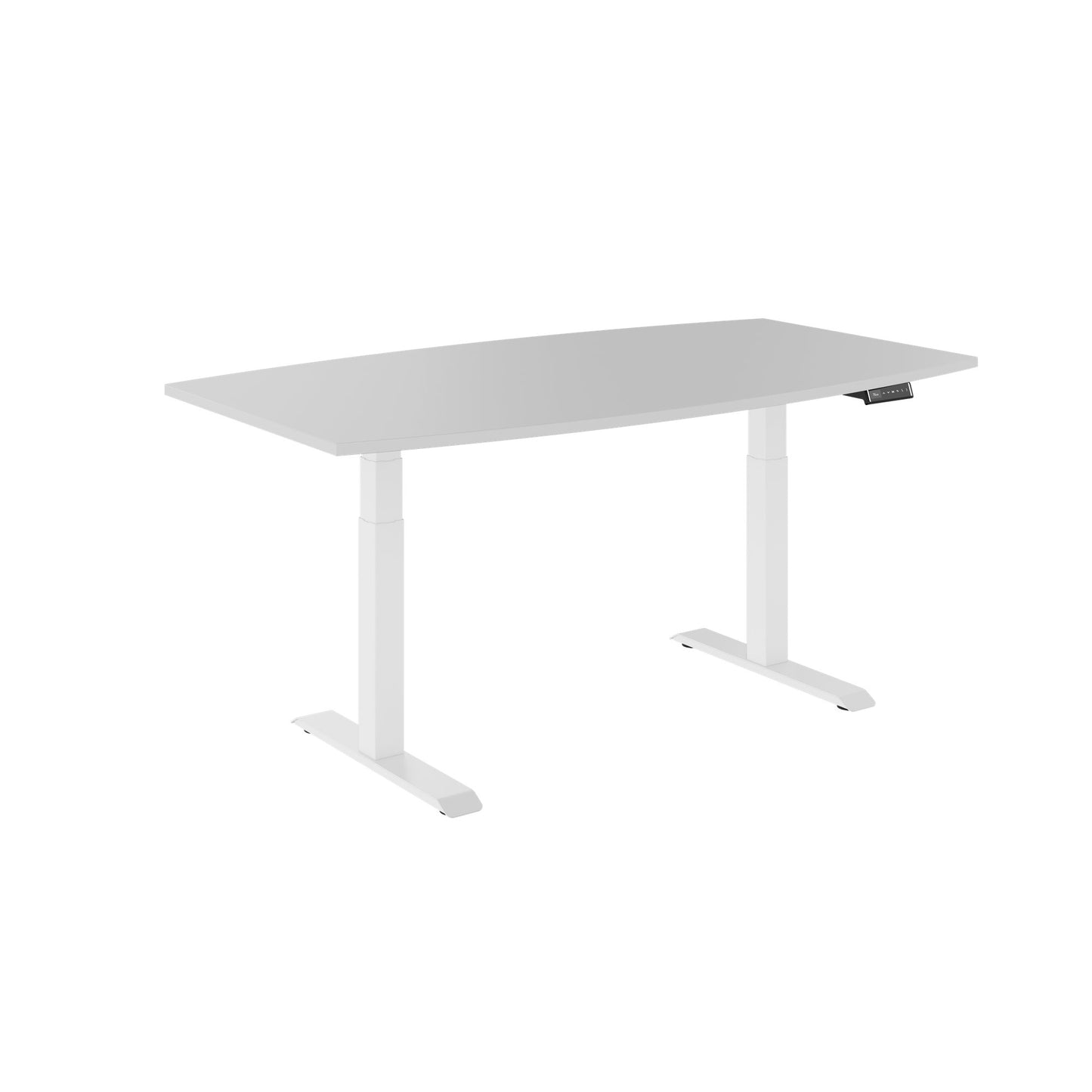 DRIVE 2 motor conference table | Boat shape, 1800 - 2000 mm (6 - 8 people), electrically height adjustable, pearl gray