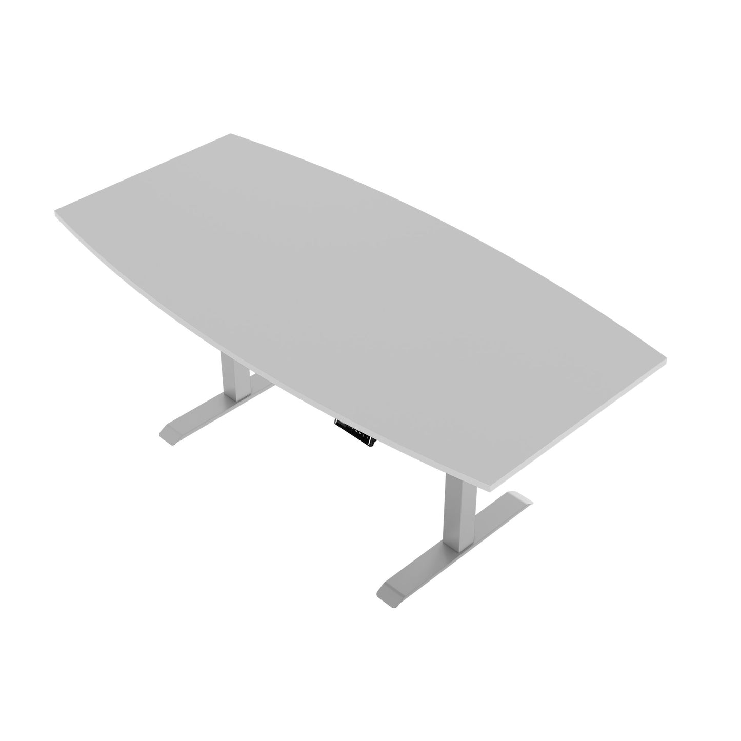 DRIVE 2 motor conference table | Boat shape, 1800 - 2000 mm (6 - 8 people), electrically height adjustable, pearl gray