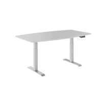 DRIVE 2 motor conference table | Boat shape, 1800 - 2000 mm (6 - 8 people), electrically height adjustable, pearl gray