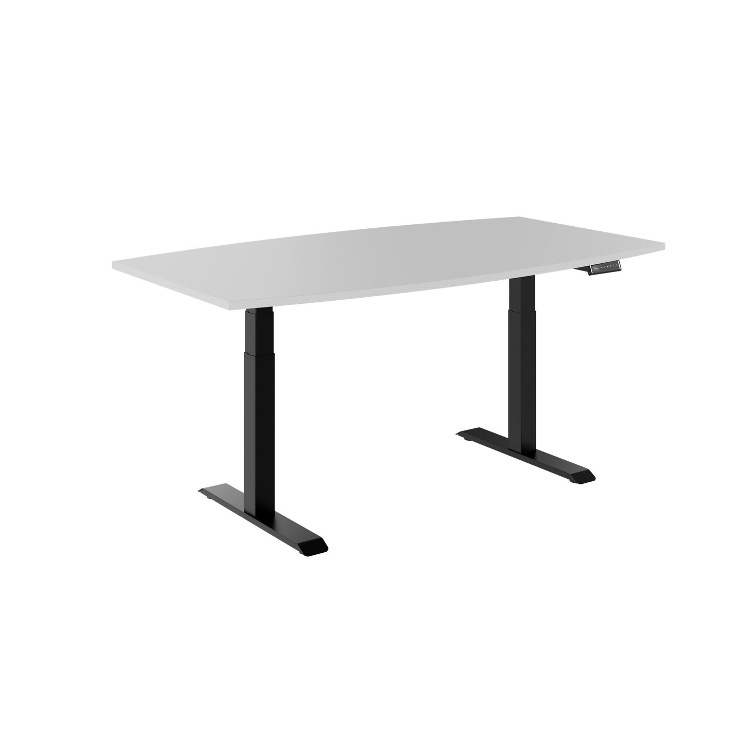 DRIVE 2 motor conference table | Boat shape, 1800 - 2000 mm (6 - 8 people), electrically height adjustable, pearl gray