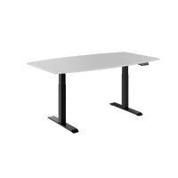 DRIVE 2 motor conference table | Boat shape, 1800 - 2000 mm (6 - 8 people), electrically height adjustable, pearl gray