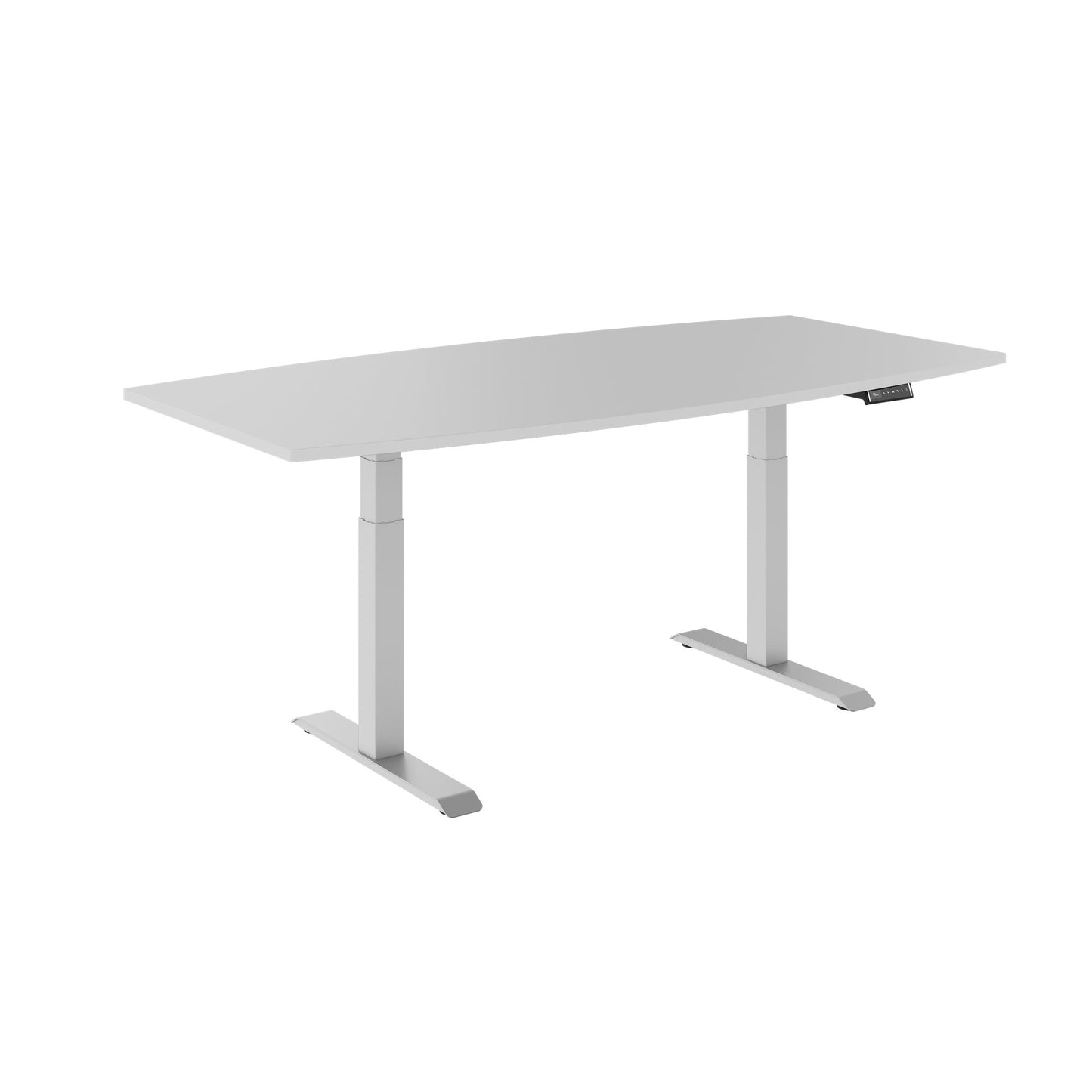 DRIVE 2 motor conference table | Boat shape, 1800 - 2000 mm (6 - 8 people), electrically height adjustable, pearl gray