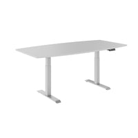 DRIVE 2 motor conference table | Boat shape, 1800 - 2000 mm (6 - 8 people), electrically height adjustable, pearl gray