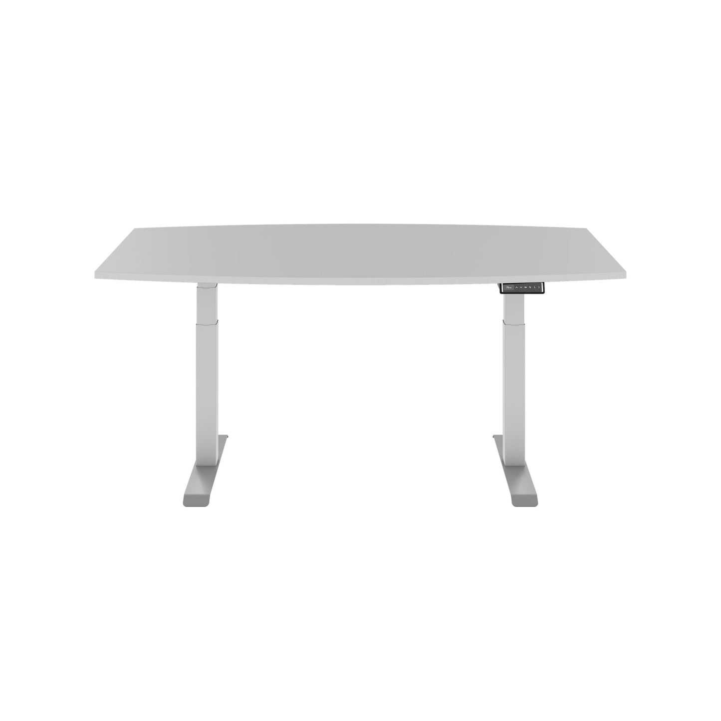 DRIVE 2 motor conference table | Boat shape, 1800 - 2000 mm (6 - 8 people), electrically height adjustable, pearl gray