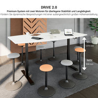 DRIVE 2 motor conference table | Boat shape, 1800 - 2000 mm (6 - 8 people), electrically height adjustable, pearl gray