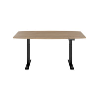 DRIVE 2 motor conference table | Boat shape, 1800 - 2400 mm (6 - 10 people), electrically height adjustable, cable flap optional, amber oak