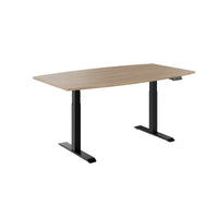 DRIVE 2 motor conference table | Boat shape, 1800 - 2400 mm (6 - 10 people), electrically height adjustable, cable flap optional, amber oak