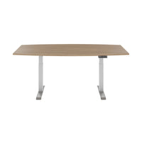 DRIVE 2 motor conference table | Boat shape, 1800 - 2400 mm (6 - 10 people), electrically height adjustable, cable flap optional, amber oak