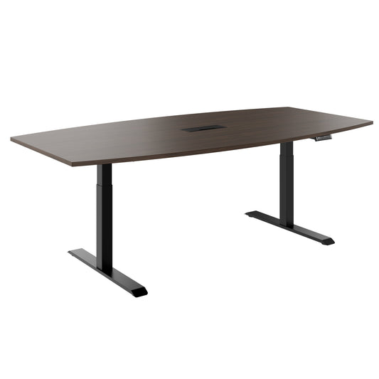 Drive 2-Engine Conference Table | Forma di avvio, 1800 - 2400 mm (6-10 persone), regolabile in altezza elettricamente, lembo del cavo opzionale, noce