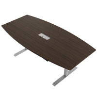 DRIVE 2 motor conference table | Boat shape, 1800 - 2400 mm (6 - 10 people), electrically height adjustable, cable flap optional, walnut