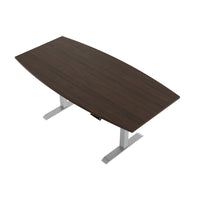 DRIVE 2 motor conference table | Boat shape, 1800 - 2400 mm (6 - 10 people), electrically height adjustable, cable flap optional, walnut