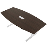 DRIVE 2 motor conference table | Boat shape, 1800 - 2400 mm (6 - 10 people), electrically height adjustable, cable flap optional, walnut