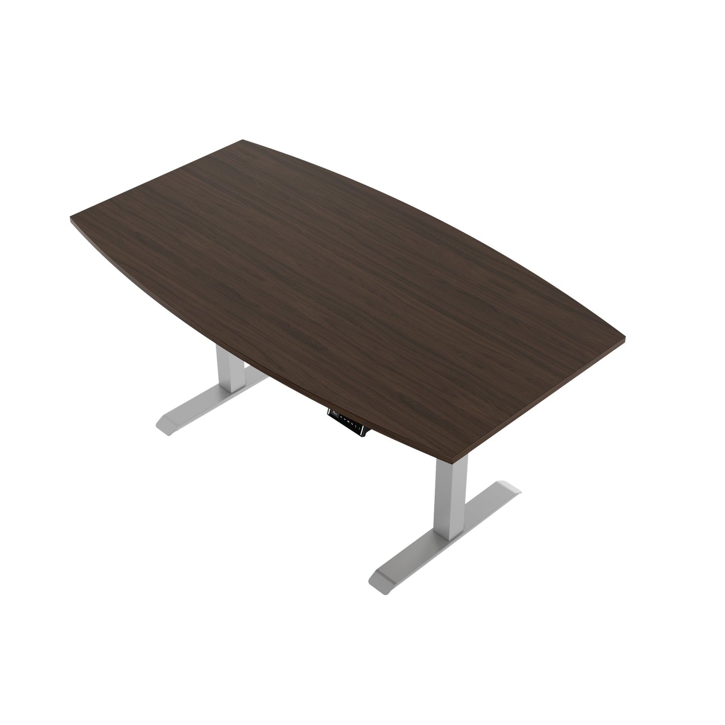 DRIVE 2 motor conference table | Boat shape, 1800 - 2400 mm (6 - 10 people), electrically height adjustable, cable flap optional, walnut