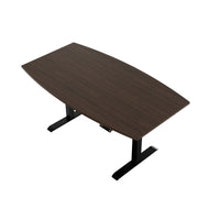 DRIVE 2 motor conference table | Boat shape, 1800 - 2400 mm (6 - 10 people), electrically height adjustable, cable flap optional, walnut