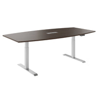 DRIVE 2 motor conference table | Boat shape, 1800 - 2400 mm (6 - 10 people), electrically height adjustable, cable flap optional, walnut