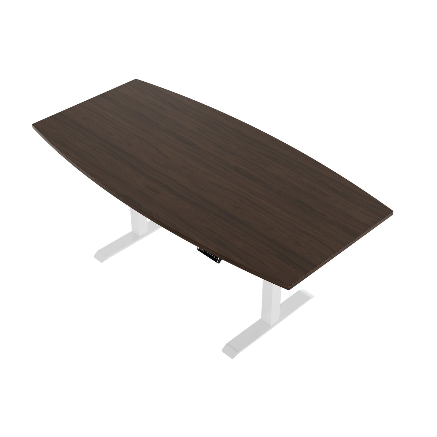 DRIVE 2 motor conference table | Boat shape, 1800 - 2400 mm (6 - 10 people), electrically height adjustable, cable flap optional, walnut