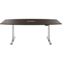 DRIVE 2 motor conference table | Boat shape, 1800 - 2400 mm (6 - 10 people), electrically height adjustable, cable flap optional, walnut