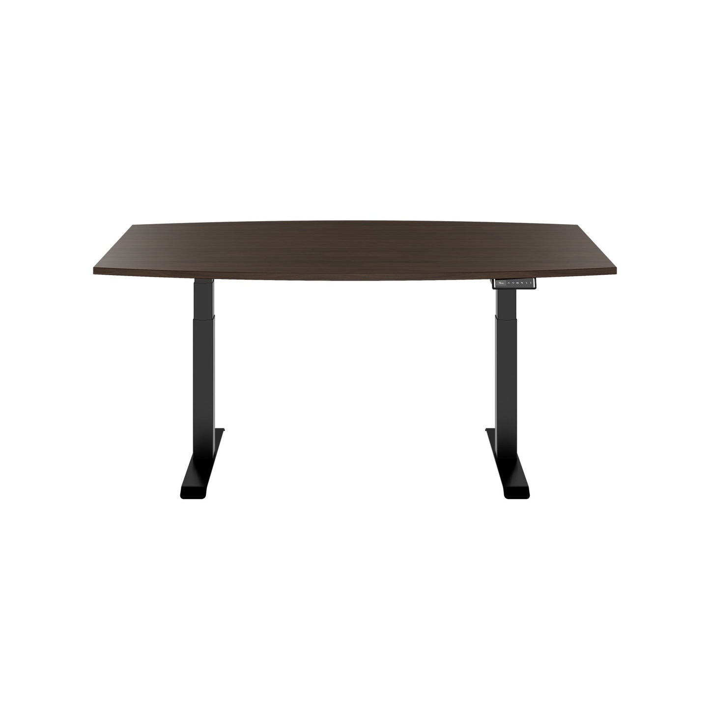 DRIVE 2 motor conference table | Boat shape, 1800 - 2400 mm (6 - 10 people), electrically height adjustable, cable flap optional, walnut