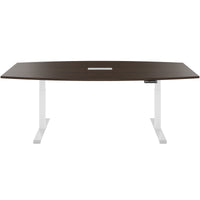 DRIVE 2 motor conference table | Boat shape, 1800 - 2400 mm (6 - 10 people), electrically height adjustable, cable flap optional, walnut