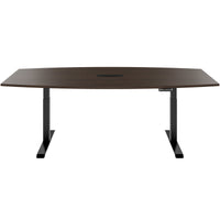 DRIVE 2 motor conference table | Boat shape, 1800 - 2400 mm (6 - 10 people), electrically height adjustable, cable flap optional, walnut