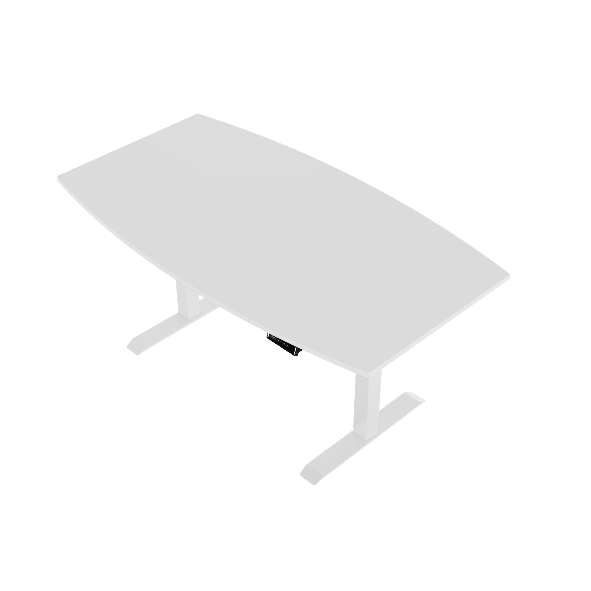 DRIVE 2 motor conference table | Boat shape, 1800 - 2400 mm (6 - 10 people), electrically height adjustable, cable flap optional, white