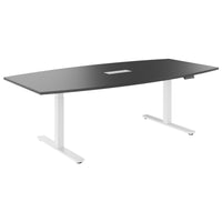 DRIVE 2 motor conference table | Boat shape, 1800 - 2400 mm (6 - 10 people), electrically height adjustable, cable flap optional, anthracite