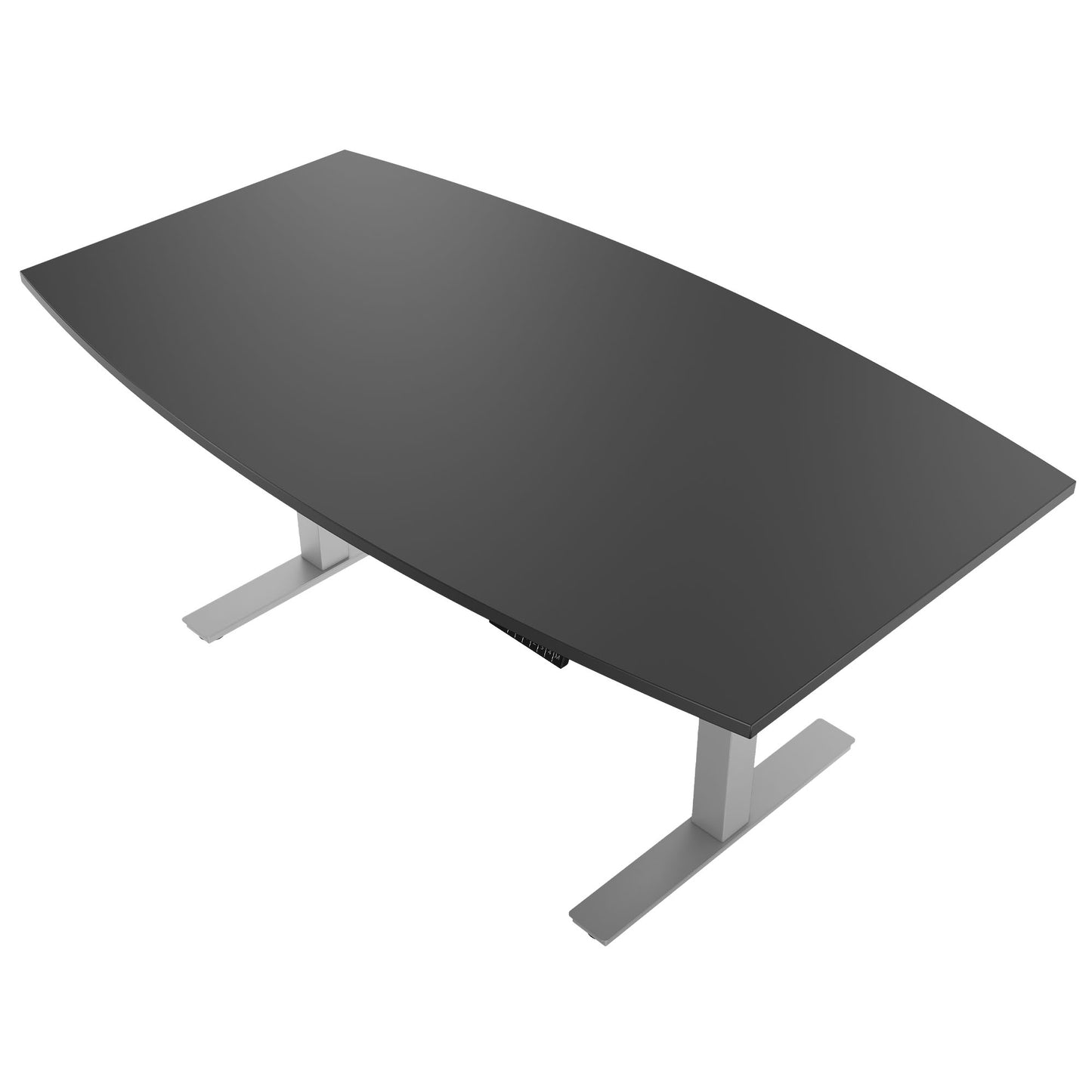 DRIVE 2 motor conference table | Boat shape, 1800 - 2400 mm (6 - 10 people), electrically height adjustable, cable flap optional, anthracite