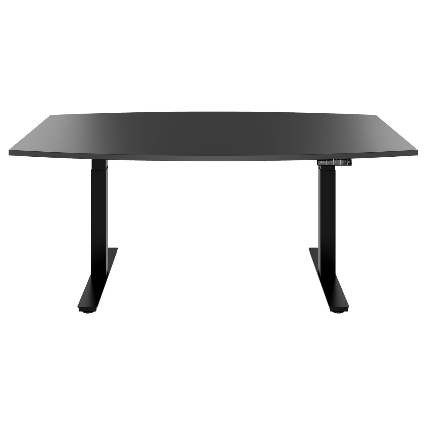 DRIVE 2 motor conference table | Boat shape, 1800 - 2400 mm (6 - 10 people), electrically height adjustable, cable flap optional, anthracite