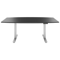 DRIVE 2 motor conference table | Boat shape, 1800 - 2400 mm (6 - 10 people), electrically height adjustable, cable flap optional, anthracite