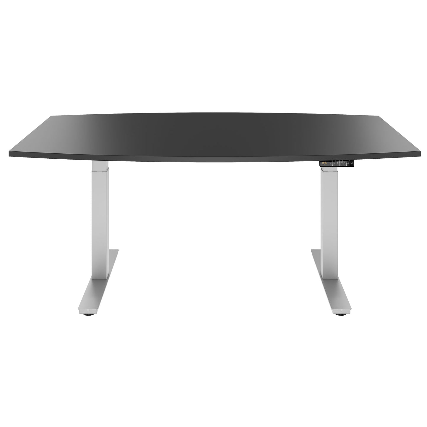 DRIVE 2 motor conference table | Boat shape, 1800 - 2400 mm (6 - 10 people), electrically height adjustable, cable flap optional, anthracite