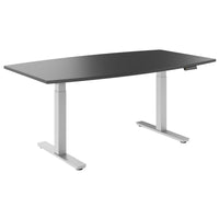 DRIVE 2 motor conference table | Boat shape, 1800 - 2400 mm (6 - 10 people), electrically height adjustable, cable flap optional, anthracite