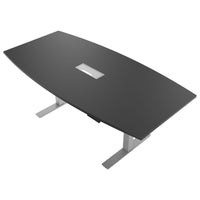 DRIVE 2 motor conference table | Boat shape, 1800 - 2400 mm (6 - 10 people), electrically height adjustable, cable flap optional, anthracite