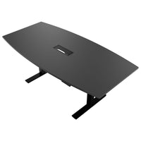 DRIVE 2 motor conference table | Boat shape, 1800 - 2400 mm (6 - 10 people), electrically height adjustable, cable flap optional, anthracite