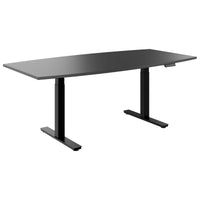 DRIVE 2 motor conference table | Boat shape, 1800 - 2400 mm (6 - 10 people), electrically height adjustable, cable flap optional, anthracite