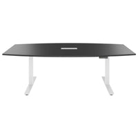 DRIVE 2 motor conference table | Boat shape, 1800 - 2400 mm (6 - 10 people), electrically height adjustable, cable flap optional, anthracite