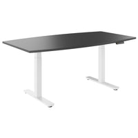 DRIVE 2 motor conference table | Boat shape, 1800 - 2400 mm (6 - 10 people), electrically height adjustable, cable flap optional, anthracite