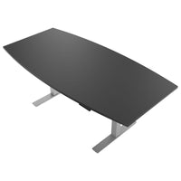 DRIVE 2 motor conference table | Boat shape, 1800 - 2400 mm (6 - 10 people), electrically height adjustable, cable flap optional, anthracite