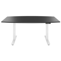 DRIVE 2 motor conference table | Boat shape, 1800 - 2400 mm (6 - 10 people), electrically height adjustable, cable flap optional, anthracite