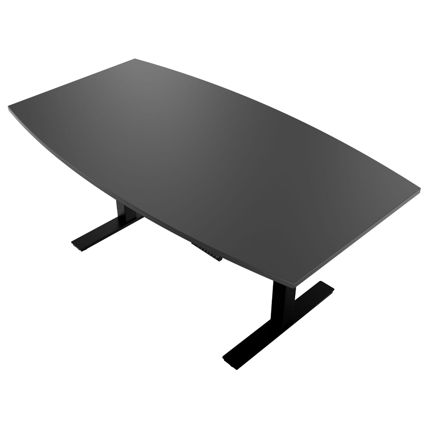 DRIVE 2 motor conference table | Boat shape, 1800 - 2400 mm (6 - 10 people), electrically height adjustable, cable flap optional, anthracite