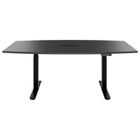 DRIVE 2 motor conference table | Boat shape, 1800 - 2400 mm (6 - 10 people), electrically height adjustable, cable flap optional, anthracite