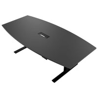 DRIVE 2 motor conference table | Boat shape, 1800 - 2400 mm (6 - 10 people), electrically height adjustable, cable flap optional, anthracite