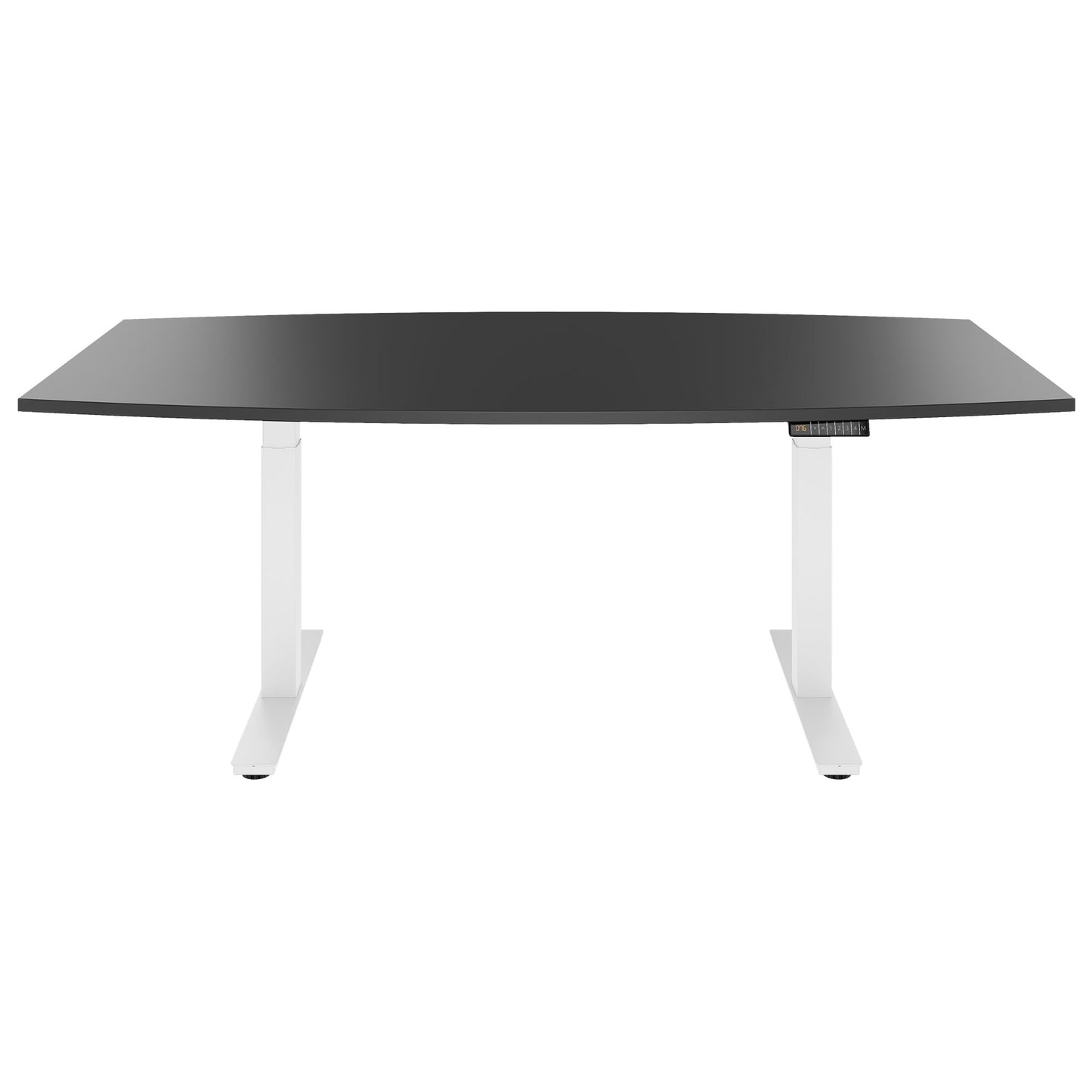 DRIVE 2 motor conference table | Boat shape, 1800 - 2400 mm (6 - 10 people), electrically height adjustable, cable flap optional, anthracite