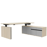 MOTION 2-Motoren-Schreibtisch mit Sideboard | Elektrisch höhenverstellbar, 2000 x 1800 mm, Sandesche