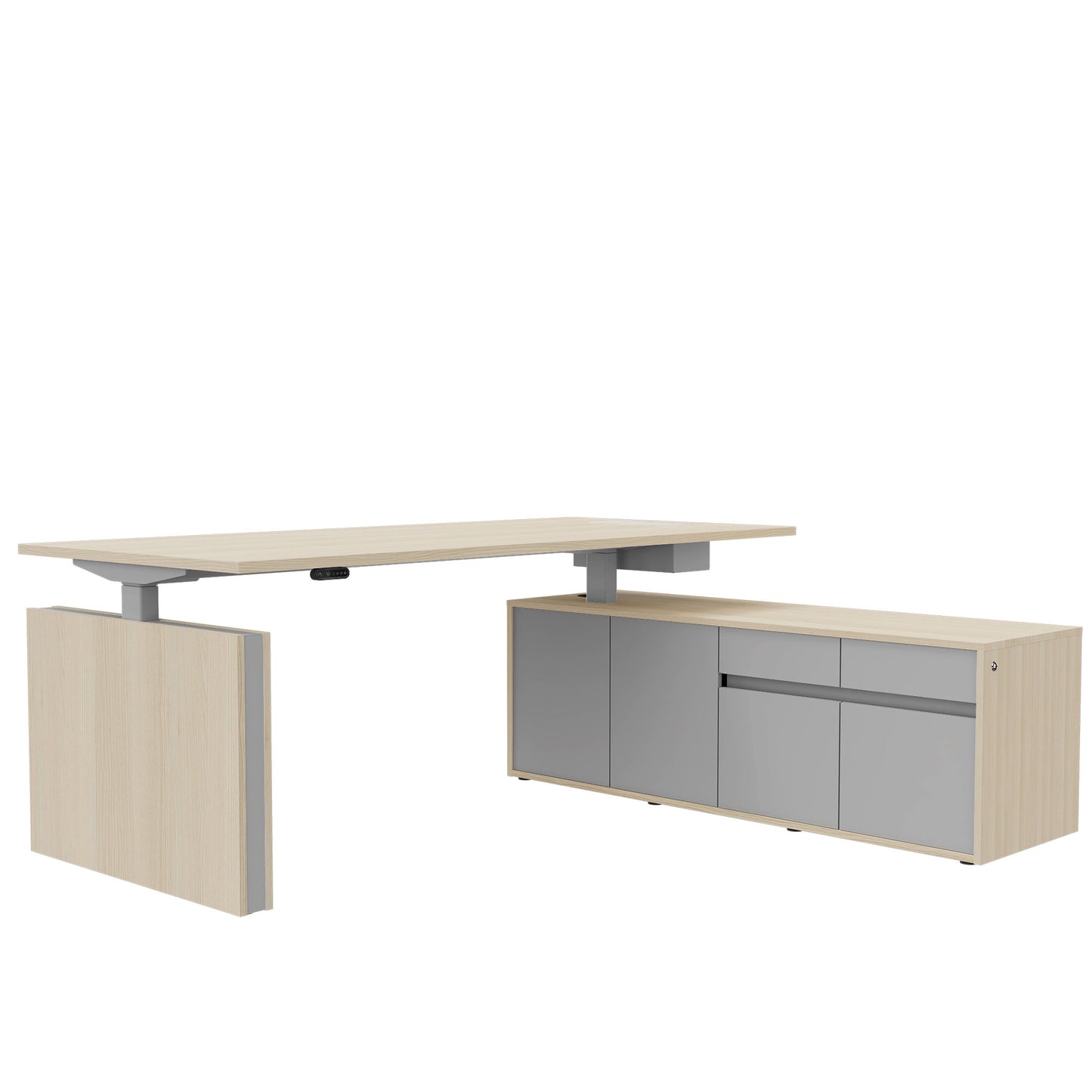 MOTION 2-Motoren-Schreibtisch mit Sideboard | Elektrisch höhenverstellbar, 2000 x 1800 mm, Sandesche