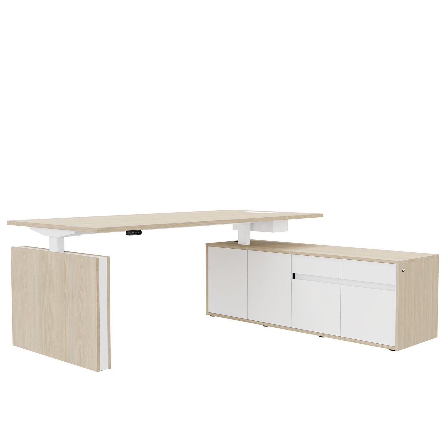 MOTION 2-Motoren-Schreibtisch mit Sideboard | Elektrisch höhenverstellbar, 2000 x 1800 mm, Sandesche