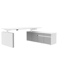 MOTION 2-Motoren-Schreibtisch mit Sideboard | Elektrisch höhenverstellbar, 2000 x 1800 mm, Weiß