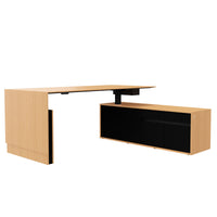 Motion 2-Motor Desk con sideboard | Regolabile elettricamente in altezza, 2000 x 1800 mm, impiallacciatura di quercia