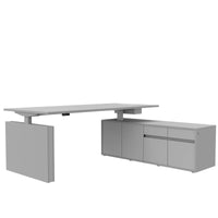 MOTION 2-Motoren-Schreibtisch mit Sideboard | Elektrisch höhenverstellbar, 2000 x 1800 mm, Perlgrau