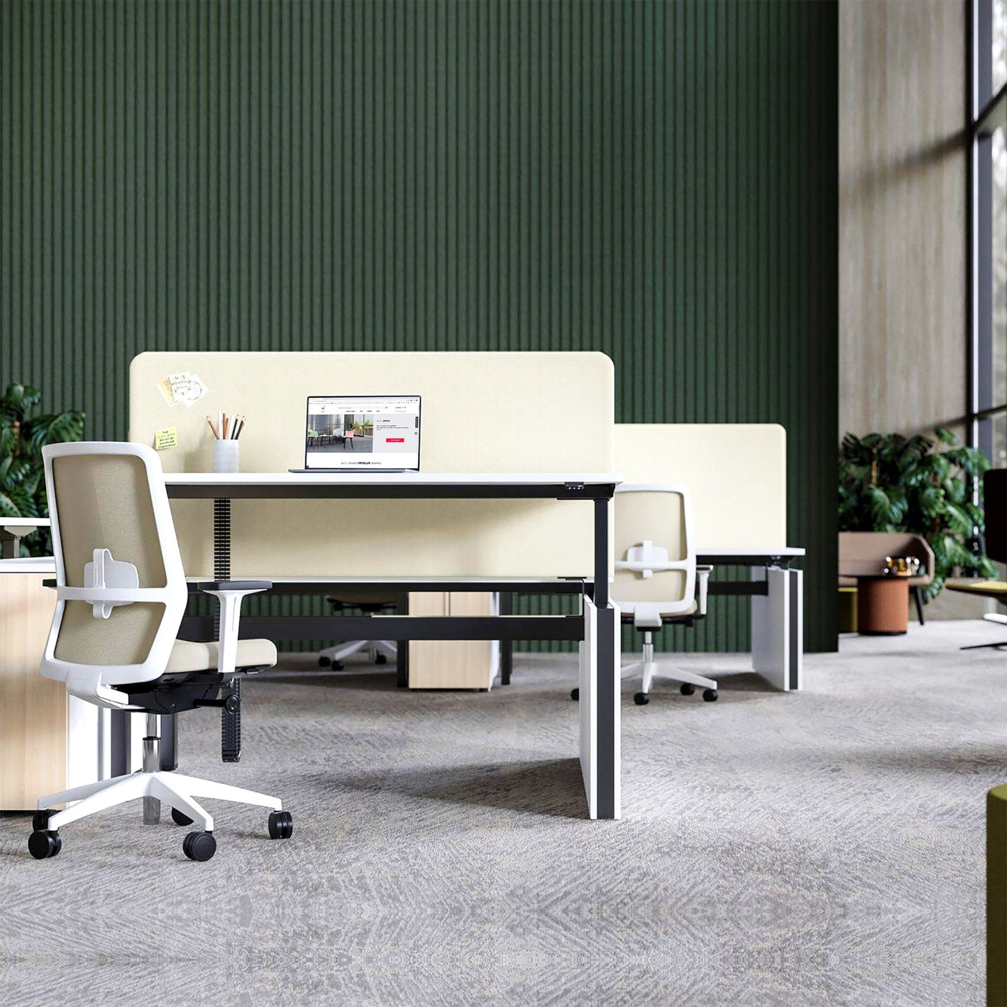 MOTION team desk | 1400 - 1800 mm, electrically height adjustable, gray northern oak